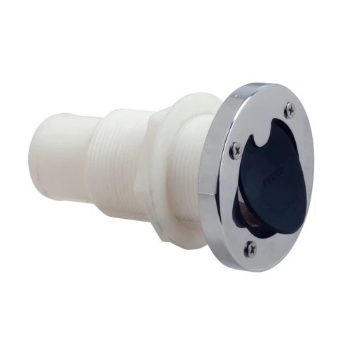 Perko Thru-Hull Scupper, Transom Mount, 1-1/2 in Hose, 2-1/8 in Max Hull Thickness