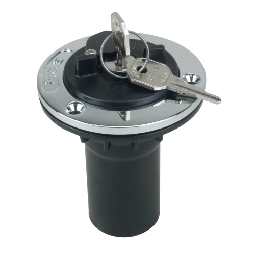 Perko Fuel Fill with Locking Cap, 1-1/2 in Hose, Chrome-Plated Bronze Flange