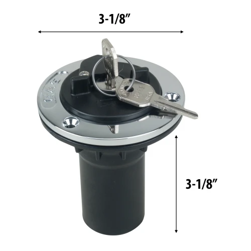 Perko Fuel Fill with Locking Cap, 1-1/2 in Hose, Chrome-Plated Bronze Flange