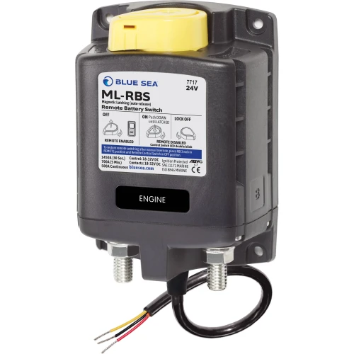 Blue Sea Systems ML-RBS Remote Battery Switch, 500A, Manual Control, Auto-Release