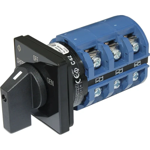 Blue Sea Systems AC Rotary Source Selector Switch, 240V AC, 65A, 3-Pole, Single Output