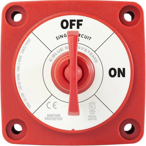 Blue Sea Systems m-Series Mini Battery Switch with Key, Single Circuit ON-OFF, 48V DC, 300A Continuous