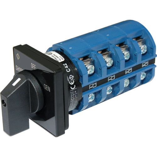 Blue Sea Systems AC Source Selector Rotary Switch, 4-Pole, 2 + OFF Positions, Dual Output, 600V AC Max - Apollo Lighting