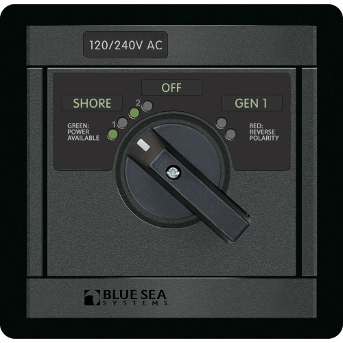 Blue Sea Systems 360 AC Source Selector Rotary Switch Panel, 120/240V AC, 2 Sources - Apollo Lighting