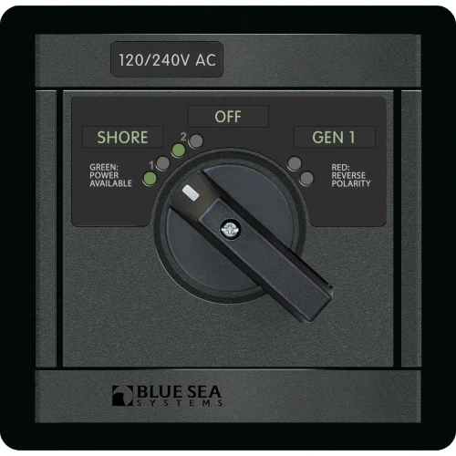 Blue Sea Systems 360 AC Source Selector Rotary Switch Panel, 120/240V AC, 2 Sources