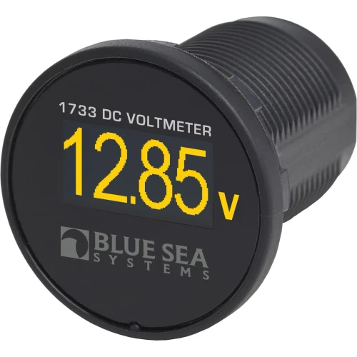 Blue Sea Systems Mini OLED DC Voltmeter, 12V/24V, 8-36V DC, 1-1/8 in Cutout
