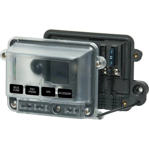 Blue Sea Systems ST-Blade Water-Resistant Fuse Block, 4 Circuit, 80A, 32V DC, IP66, ATO/ATC - Apollo Lighting