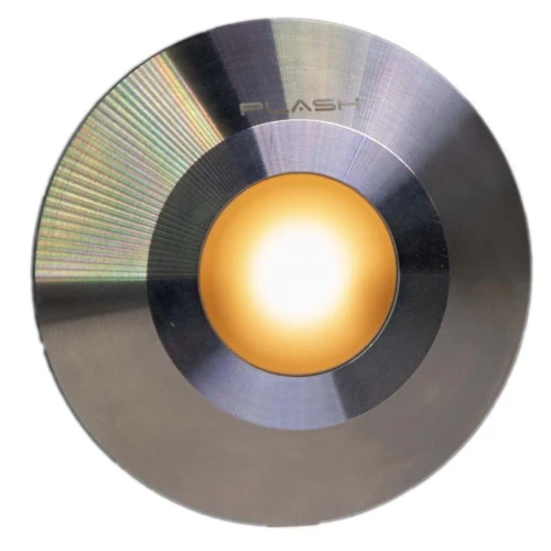 Plash Gravity Surface Mounted LED Deck Light, Stainless Steel Faceplate, Warm White Light, 3000K, 105 Lumens, IP67, 120 Degree Beam