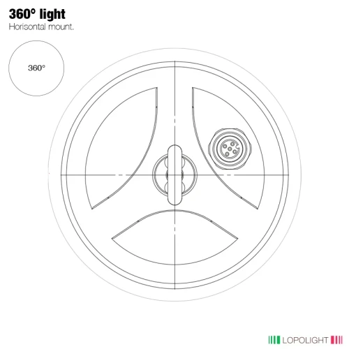 Lopolight Anchor Light, 2nm, 360° White Light, Hoistable, Horizontal Mount