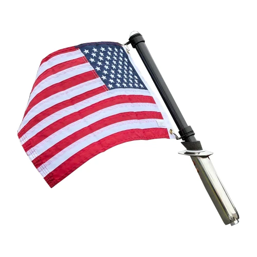 TACO Marine Carbon Fiber Flag Pole, For 1-5/8 in Rod Holders and Gunwale Mounts, J-Lock System, Awl Grip Clear Coat, 360° Swivel