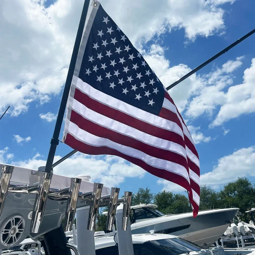 TACO Marine Carbon Fiber Flag Pole, For 1-5/8 in Rod Holders and Gunwale Mounts, J-Lock System, Awl Grip Clear Coat, 360° Swivel