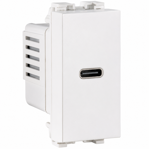 Vimar ARKÉ Series USB-C Charging Port, 12/24VDC to 5VDC Converter, White Finish