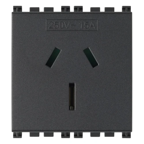 Vimar ARKÉ Series Australian SICURY Socket Outlet, 2P+E, 15A 250V, 2 Modules - Apollo Lighting