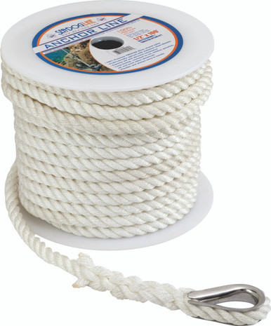 Sea Dog Marine Nylon Anchor Line 3/8"X100' White (301110100Wh-1)