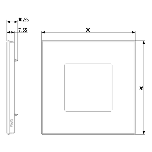 Vimar Eikon EXÉ 2-Module Cover Plate, 90x90 mm, Clamp Mount, IP00
