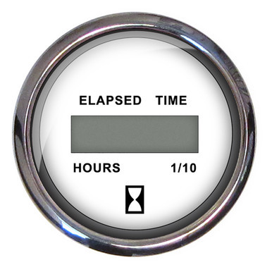 Faria Chesapeake White SS 2" Digital Hourmeter - (10,000 Hours) 13815