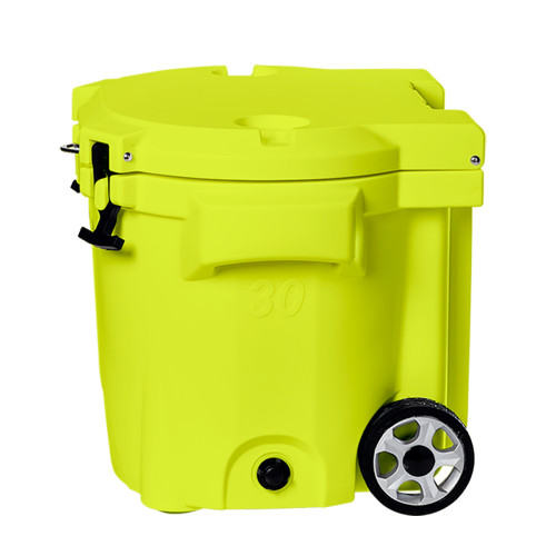 LAKA Coolers 30 Qt Cooler w/Telescoping Handle & Wheels - Yellow 1087