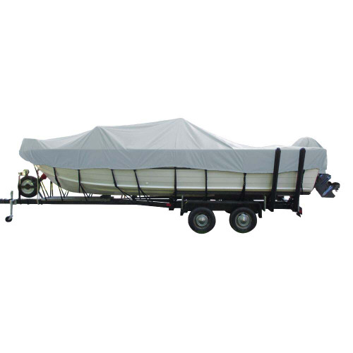Carver Poly-Flex II Wide Series Styled-to-Fit Boat Cover f/16.5' Aluminum V-Hull Boats with Walk-Thru Windshield - Grey 72316F-10