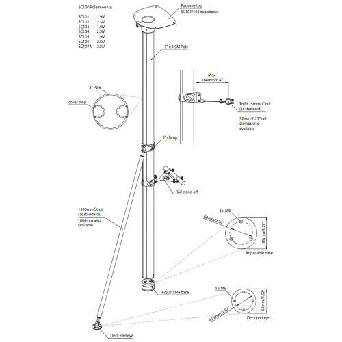 Scanstrut SC105 Satcom Pole Mount - 6' SC105