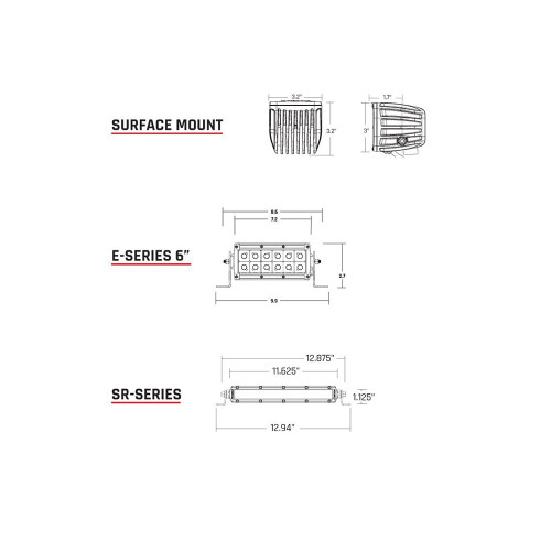 RIGID Industries - SAE Compliant E-Series 6" Light Bar - Pair - Black