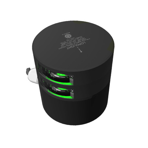 Lopolight 301-008 Series - Double Stacked Starboard Sidelight - 2 NM - Horizontal Mount - Green - Black Housing - Apollo Lighting