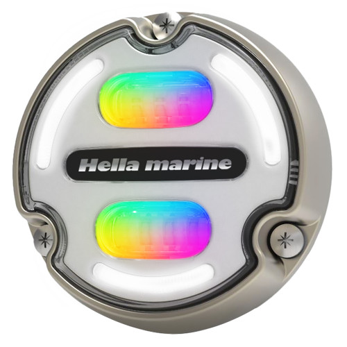 Hella Marine Apelo A2 Bronze RGB Underwater Light - 3000 Lumens - Bronze Housing - White Lens With Edge Light - Apollo Lighting