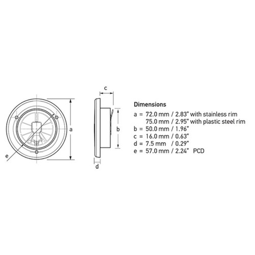 Hella Marine EuroLED 75 Dual Colour LED Downlight, Warm White/Red, 12V DC (9-16V), IP6K7, IP6K9K, Screw Mount, PWM or Resistive Dimming, 190 lm