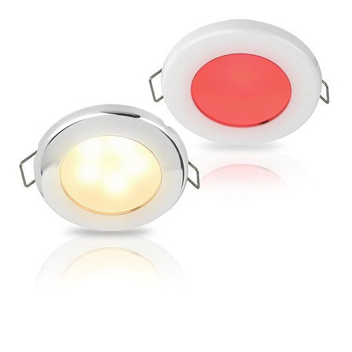 Hella Marine EuroLED 75 Dual Colour Recessed LED Downlight, Warm White and Red Light, 12V, 9-16V, Spring Mount, IP67, 190 lm