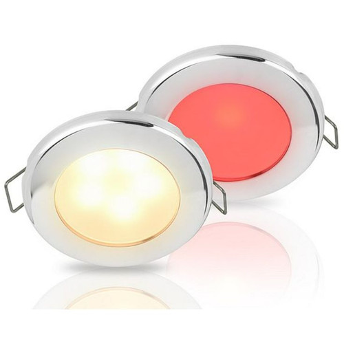 Hella Marine EuroLED 75 Dual Colour Recessed LED Downlight, Warm White and Red Light, 12V, 9-16V, Spring Mount, IP67, 190 lm