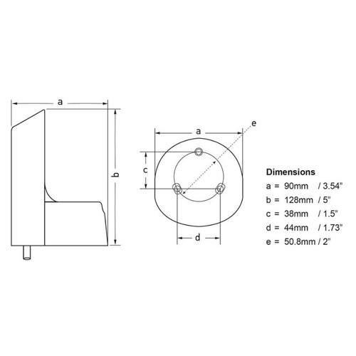 Hella Marine NaviLED PRO Deck Mount Adaptor, Horizontal Surface Mount, 128 x 90 x 90mm, UV/Saltwater/Impact-Resistant Acrylic, Cable Gland Space