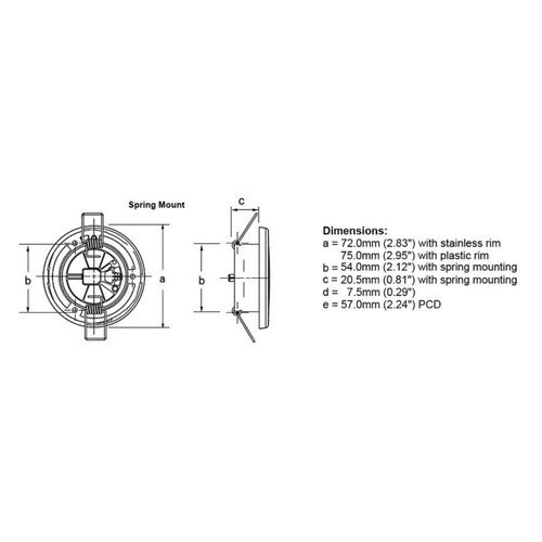 Hella Marine EuroLED 75 LED Downlights, IP6K7 & IP6K9K, 190 Lumens, 3W, PWM or Voltage Resistive Dimming