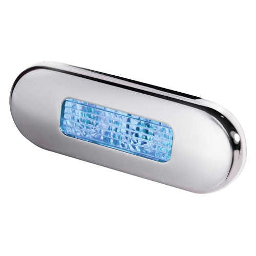 Hella Marine 0869 Surface Mount Oblong LED Courtesy Lamp, 12/24V DC, IP67, Polished 316 Stainless Steel Bezel, 84 mm Wide