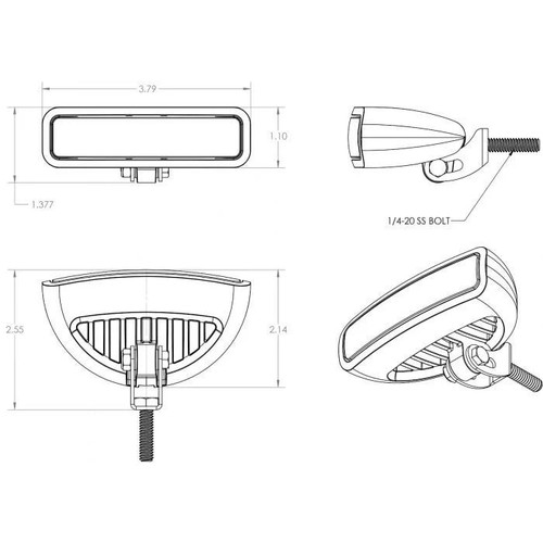 Lumitec Caprera3 Bracket Mount LED Flood Light, Spectrum Halo RGBW, Black Housing, 10-30V, 1,200+ lm, IP67
