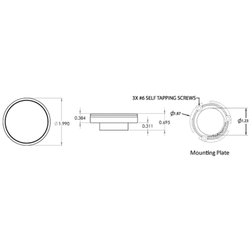 Lumitec Halo Flush Mount LED Down Light, White/Blue Light Output, White Dimming, 10-30V DC, IP67, 1.25in Cutout, Brushed Aluminum Finish, USCG Ignition Protected