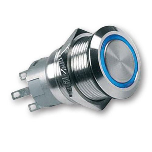 Mega LED - 19MM Push Button - IP67, 5A, Stainless Steel