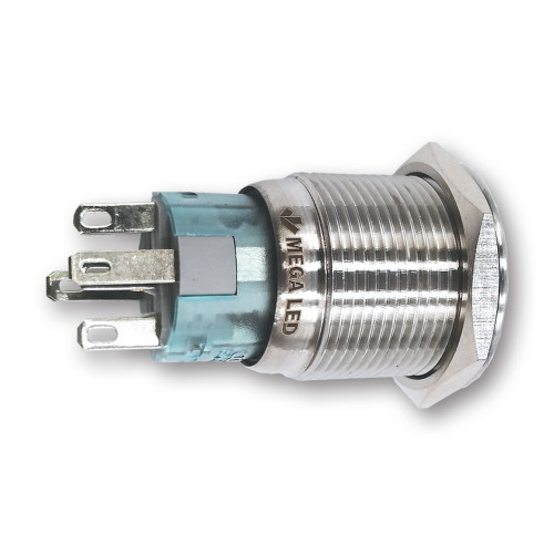 Mega LED - 19MM Push Button - IP67, 5A, Stainless Steel