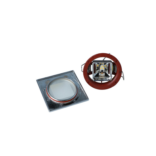 Mega LED - Anafi Square Downlight Fixture - For G4 LED Bulb Chromed Brass Trim And Frosted Glass