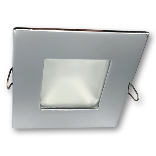 Mega LED - Anafi Square Downlight Fixture - For G4 LED Bulb Chromed Brass Trim And Frosted Glass