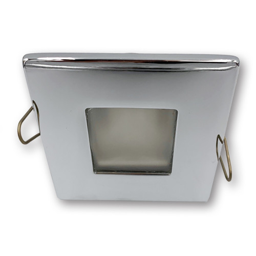 Mega LED - Anafi Square Downlight Fixture - For G4 LED Bulb Chromed Brass Trim And Frosted Glass