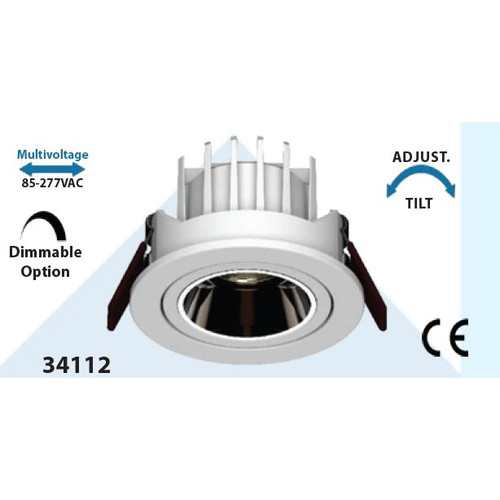 Mega LED - LED Downlight - 12W, Beam Angle 36°, 1200Lm, 2700K, 85-277V AC (34112)