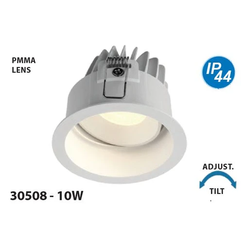 Mega LED - LED Downlight - 10W, Antiglare PMMA Lens, 730Lm, 2700K, Beam Angle 60º, 220V AC (30508)