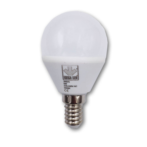 Mega LED - LED Replacement Bulb - E14 Type, 5.0 Watt, 500 Lumens, 220-240V AC, Beam Angle 200º, 3000K (30075)