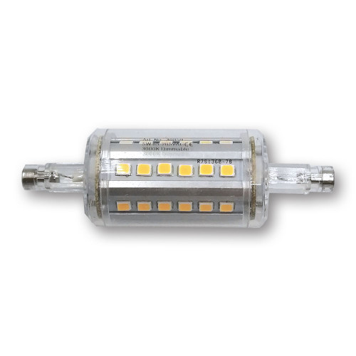 Mega LED - LED Replacement Bulb - R7S Type, 5 Watt, 500 Lumens, 85-265V AC, Beam Angle 360°, 3000K (30859)