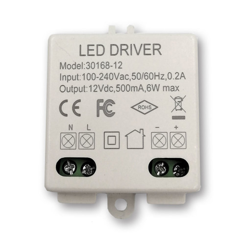 Mega LED - Driver Power Supply - 100-240V AC, 12V DC, 0.5A, 6W (30168-12)