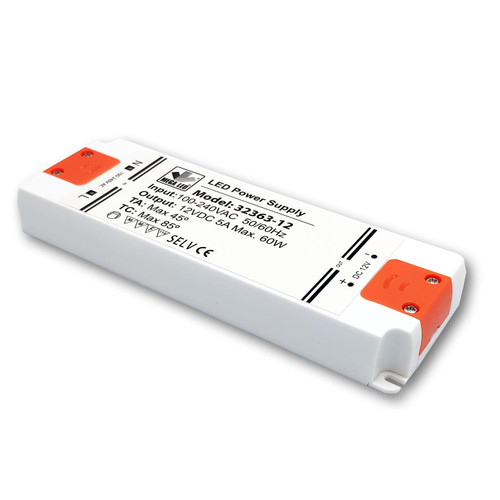 Mega LED - Driver Power Supply - 100-240V AC, 12V DC, 5A, 60W (32363-12)
