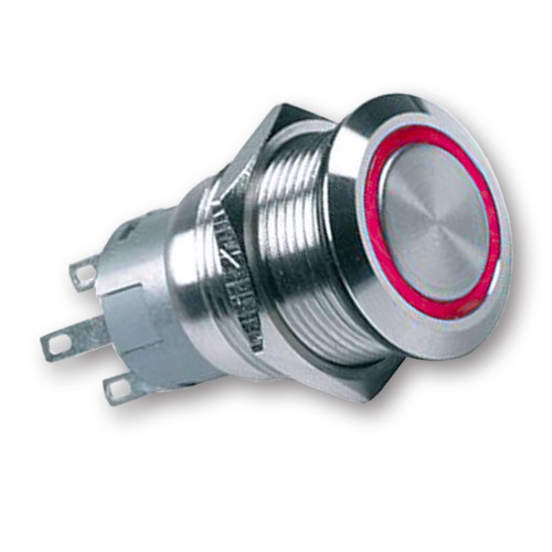Mega LED - 16MM LED Push Button - 5A, Waterproof IP67, Stainless Steel