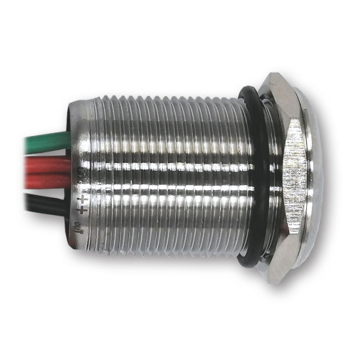 Mega LED - Push Button - Waterproof, 7 Amps, Stainless Steel, Touch Illuminated Dimmer Switch, 12V or 24V DC, Blue LED (32354-BL)