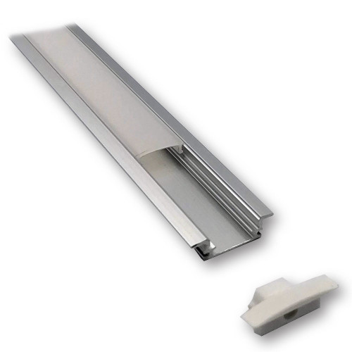 Mega LED - Slim Recessed Aluminum Profile - Standard Frosted Cover, Length 2 Meters (30210)