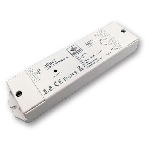 Mega LED - RF Dimmer - RGBW RF Receiver, Constant Voltage Receiver, 4 Channels, 5A Per Channel, 12-36V DC (30947)