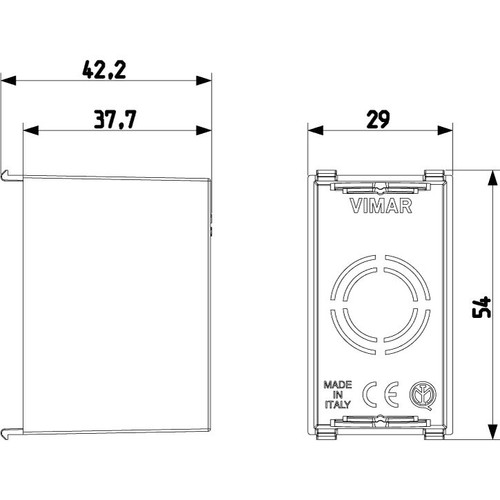 Vimar Flush Mounting Box, For Panel Mounting Frames, 1-Module, Black, GW 960C